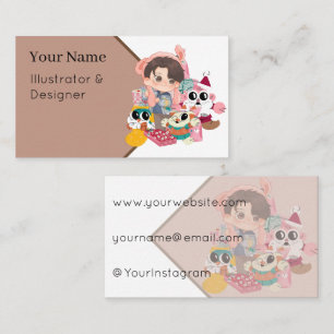 Kawaii Bunny Hat Chibi & Winter Plushies Business Card