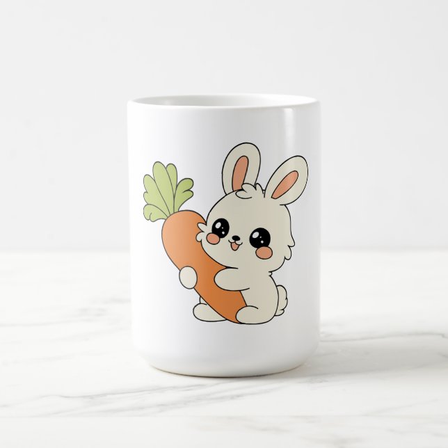 Kawaii Bunny Holding Carrot Ceramic Mug (Center)
