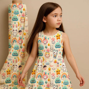 Kawaii Bunny Pastel Whimsical Nursery Fabric Print