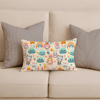 Kawaii Bunny Pastel Whimsical Nursery LumbarPillow Lumbar Cushion