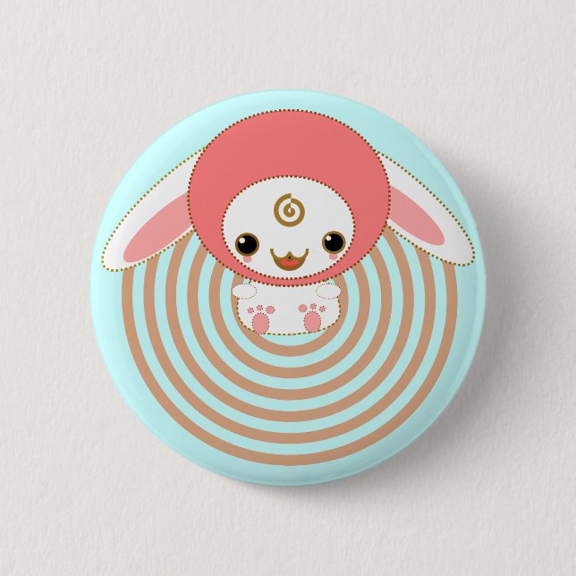 kawaii bunny pink 6 cm round badge (Front)