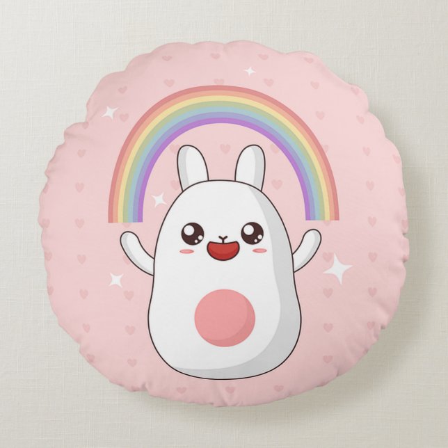 Kawaii Bunny Round Cushion (Front)