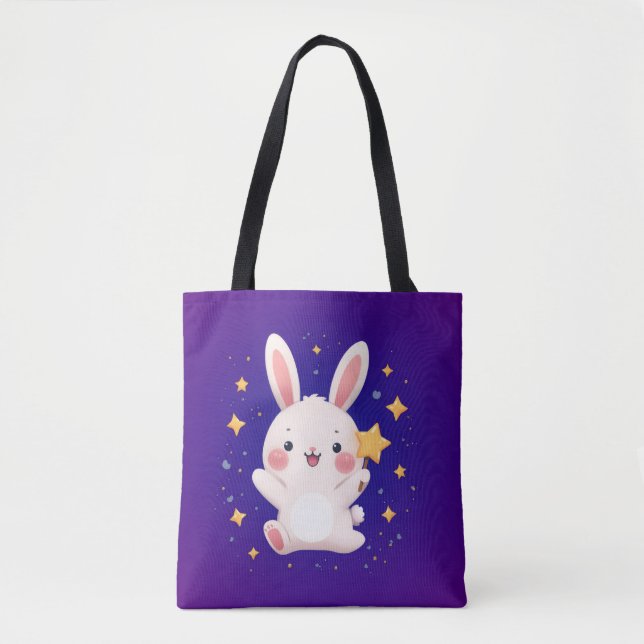 Kawaii Bunny Star Tote Bag Cute and Fun Accessory (Front)