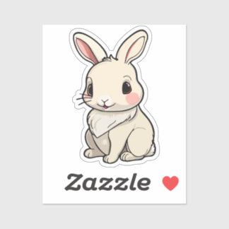 Kawaii Bunny Sticker - Fluffy White Rabbit Vinyl