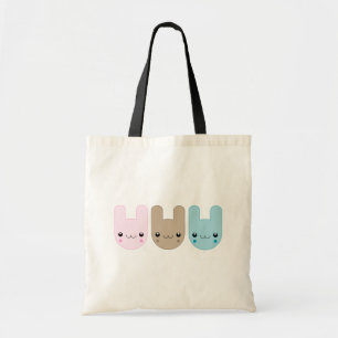 Kawaii Bunny Trio Tote Bag