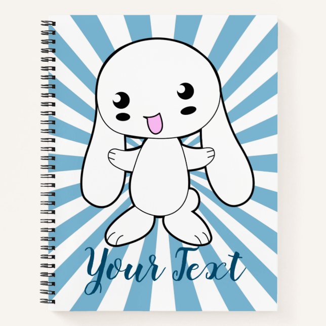 Kawaii Bunny's Hug Custom Notebook (Front)