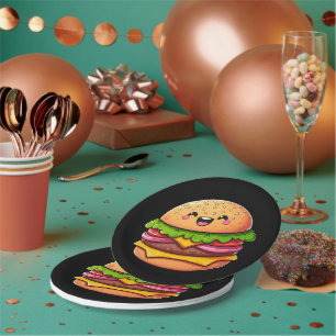 Kawaii Burger Delight Paper Plate