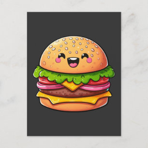 Kawaii Burger Delight Postcard