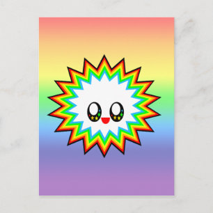 KAWAII BURST RAINBOW HAPPY FACE POSTCARD