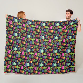 Kawaii Cactus Fleece Blanket