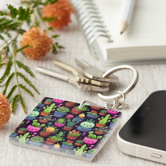 Kawaii Cactus Keychain (Front Right)