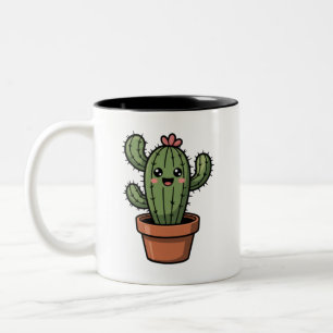 Kawaii Cactus Two-Tone Coffee Mug
