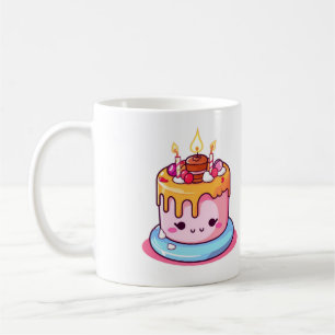 Kawaii cake gift, cute round coffee mug