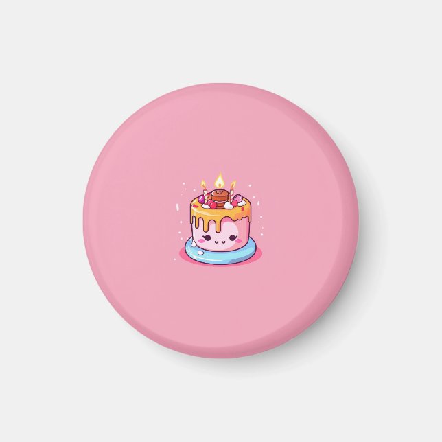 Kawaii cake magnet pink (Front)