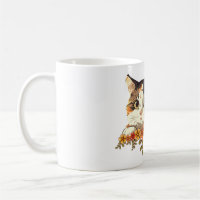 Kawaii Calico Cat Floral Peeking Art