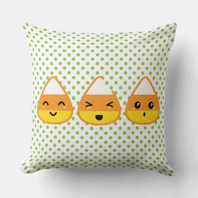 Kawaii Candy Corn Throw Pillow (Front)