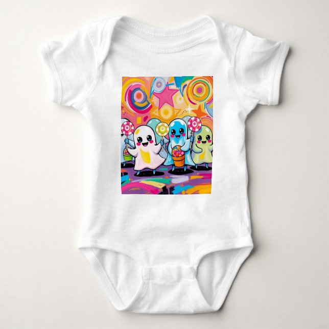 Kawaii Candy Parade  Colourful Cute Cartoon  Baby Bodysuit (Front)