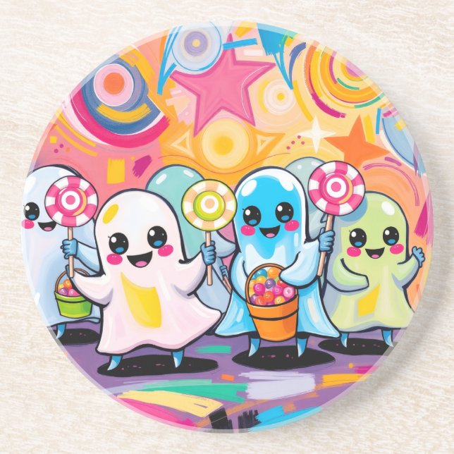 Kawaii Candy Parade  Colourful Cute Cartoon  Coaster (Front)