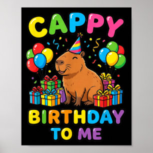 Kawaii Capybara Birthday Girl Cute Animal Party Poster