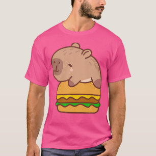 Kawaii Capybara On A Burger  Fun Design On 	s Clot T-Shirt