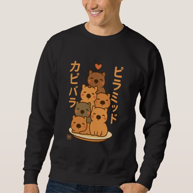 Kawaii Capybara Pyramid Anime Japanese Letters Cut Sweatshirt (Front)