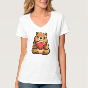Kawaii Capybara with Heart Cute Valentine Capybara T-Shirt