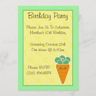 Kawaii Carrot Birthday Party Invitations