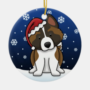 Kawaii Cartoon Akita Christmas Ornament