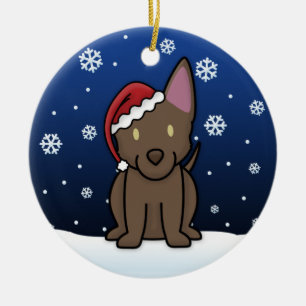 Kawaii Cartoon Australian Kelpie Christmas Ceramic Tree Decoration