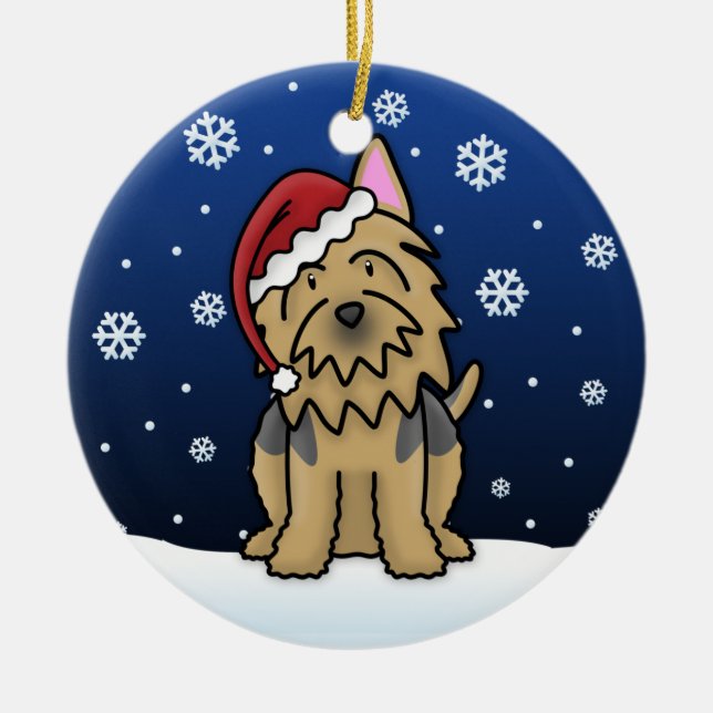 Kawaii Cartoon Australian Terrier Christmas Ceramic Tree Decoration (Front)