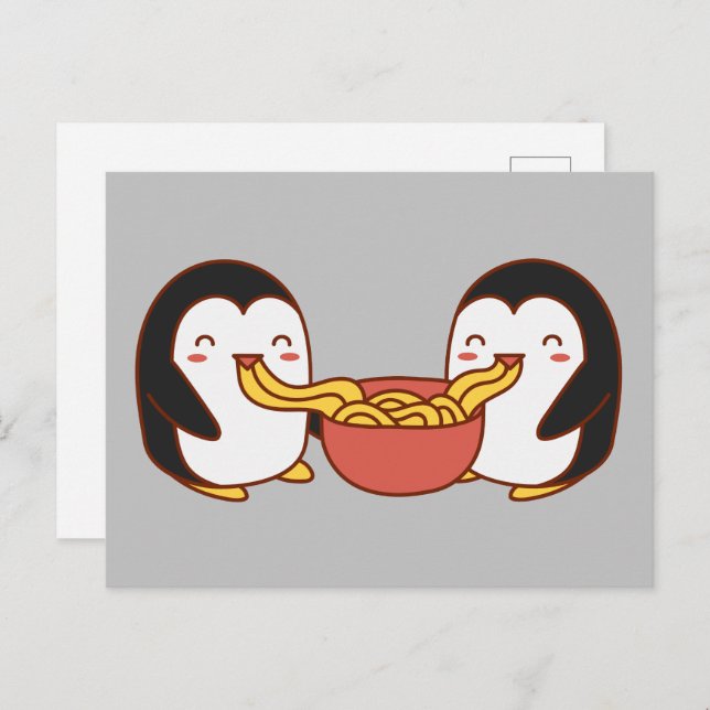Kawaii Cartoon Eating Noodles Postcard (Front/Back)