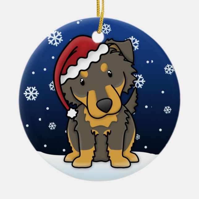 Kawaii Cartoon English Shepherd Christmas Ornament (Front)
