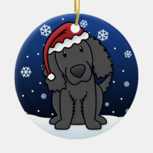 Kawaii Cartoon Flat Coated Retriever Christmas Ceramic Tree Decoration