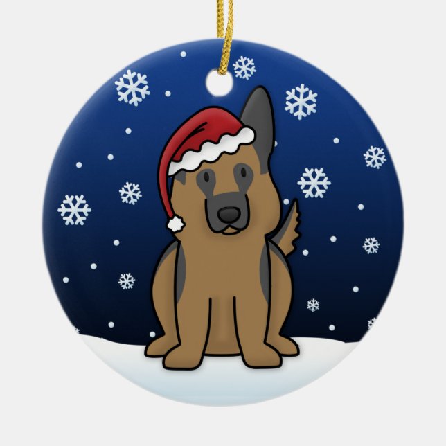 Kawaii Cartoon German Shepherd Christmas Ornament (Front)