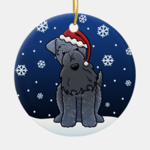 Kawaii Cartoon Kerry Blue Terrier Christmas Ceramic Tree Decoration