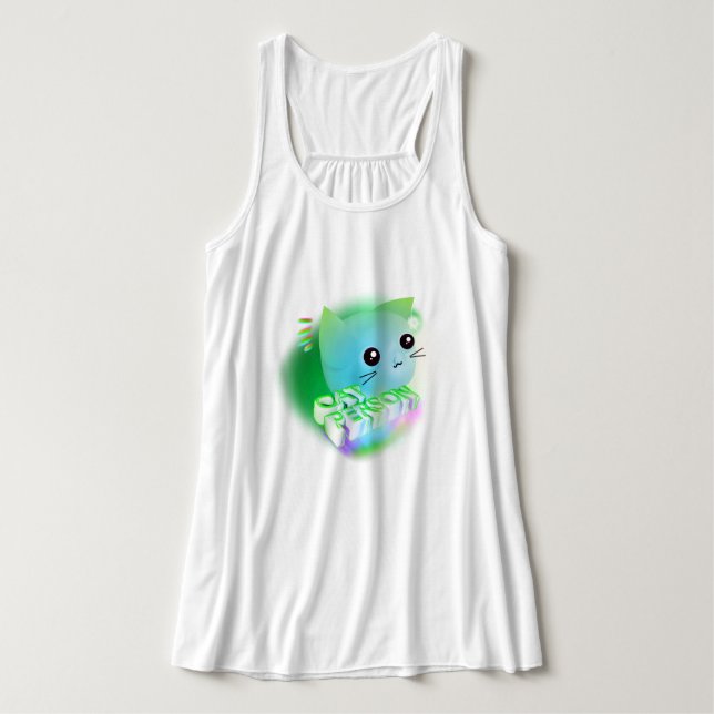 Kawaii Cartoon Kitten    Singlet (Design Front)