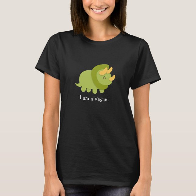 Kawaii cartoon of green and yellow Triceratops T-Shirt (Front)