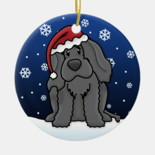 Kawaii Cartoon Portuguese Water Dog Christmas Ceramic Tree Decoration