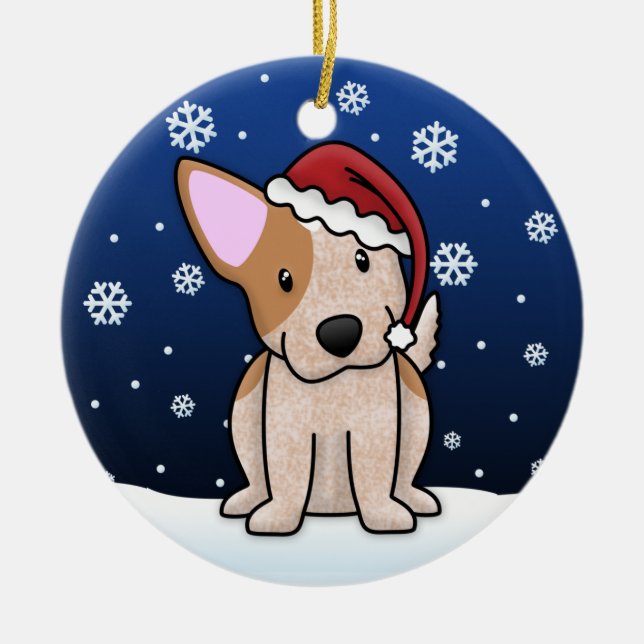 Kawaii Cartoon Red Heeler Christmas Ornament (Front)