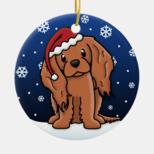 Kawaii Cartoon Ruby Cavalier King Charles Spaniel Ceramic Tree Decoration