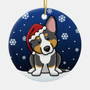 Kawaii Cartoon Tricolor Cardigan Welsh Corgi Ceramic Tree Decoration