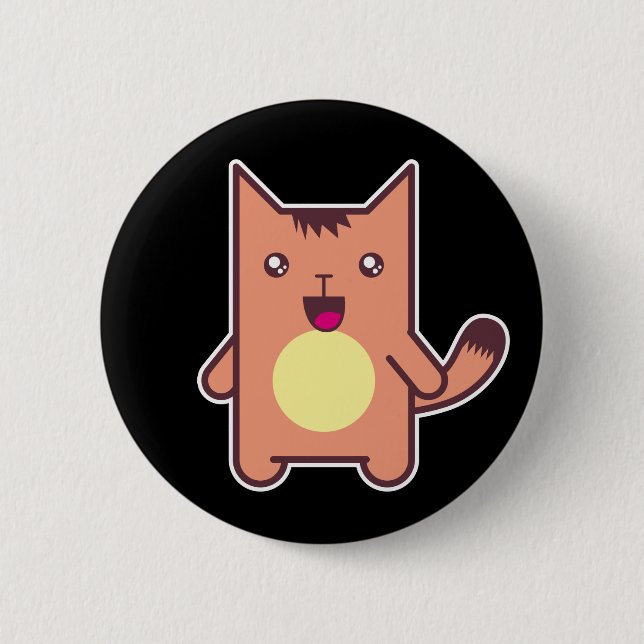 Kawaii cat 6 cm round badge (Front)