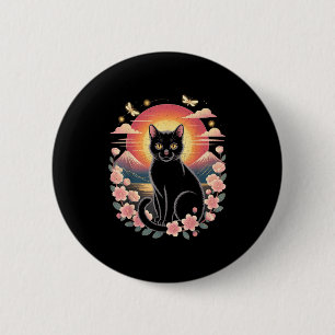 Kawaii Cat Anime Japanese Retro Men Women Kids Fun 6 Cm Round Badge