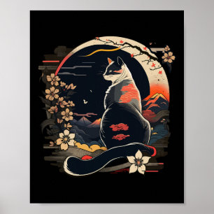 Kawaii Cat Anime Japanese Retro Men Women Kids Fun Poster