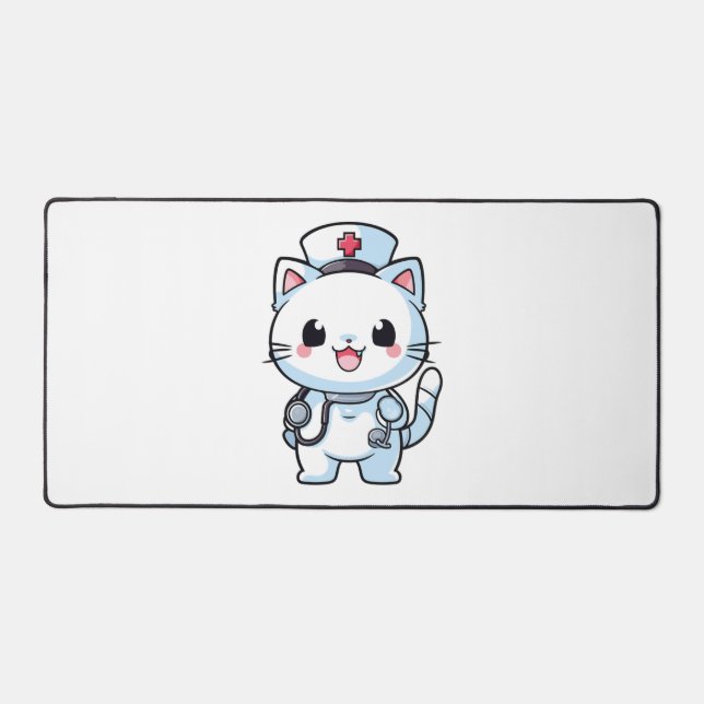 Kawaii Cat as a Nurse  Desk Mat (Front)
