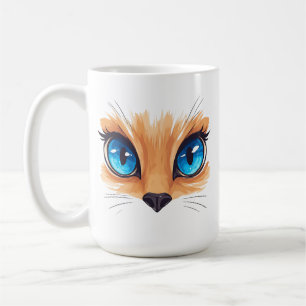 Kawaii Cat Big Blue Eyes Cute Animal Illustra Coffee Mug