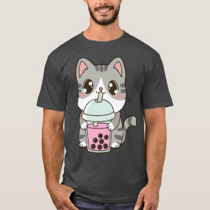 Kawaii Cat Boba Bubble Milk Tea Kawaii Anime Neko  T-Shirt