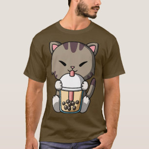 Kawaii Cat Boba Milk Tea Bubble Tea Anime Premium  T-Shirt