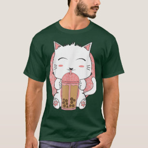Kawaii Cat Boba Tea Bubble Japanese Anime Girls Te T-Shirt