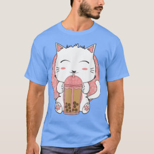 Kawaii Cat Boba Tea Bubble Japanese Anime Girls Te T-Shirt